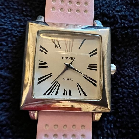 Bijoux Terner Pink Watch w/Square Face and Roman Numerals - Picture 4 of 4